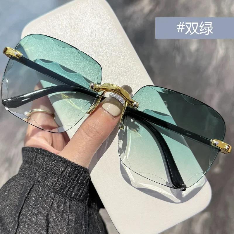 Vintage Frameless Sunglasses New Summer Sun Visors Square Sunglasses for Woman Lenses UV400 Women Sunglasses