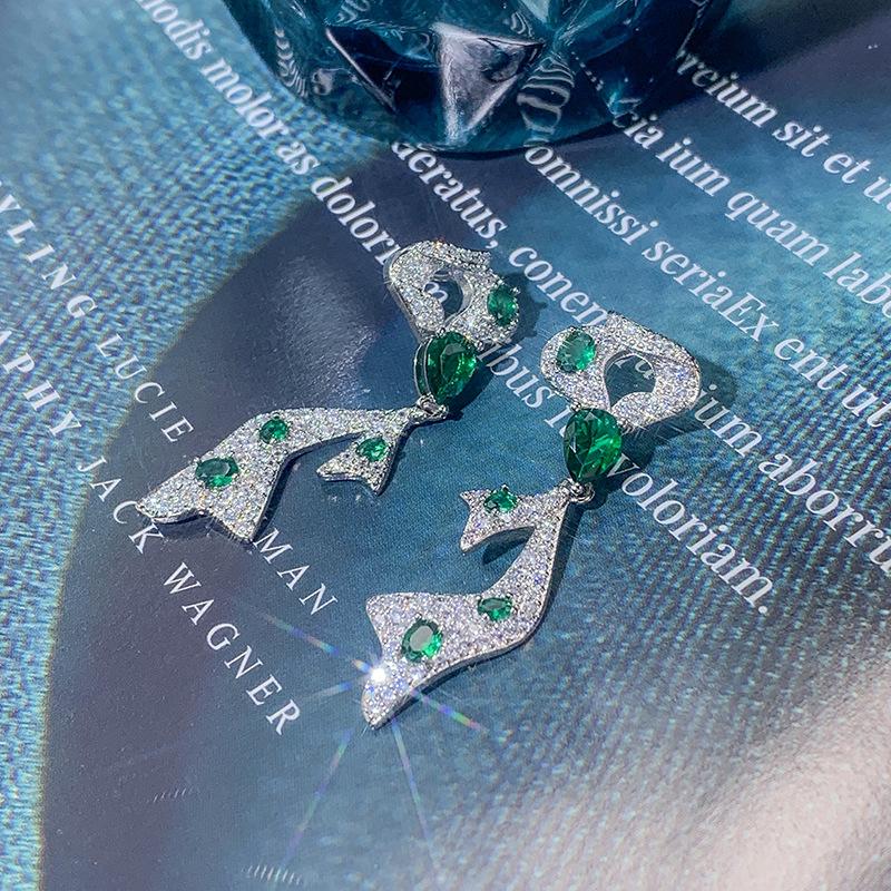 Crystal Cubic Zirconia Hanging Earrings Silver Color Earrings for Women Engagement Wedding Ear Accessories Trendy Jewelry