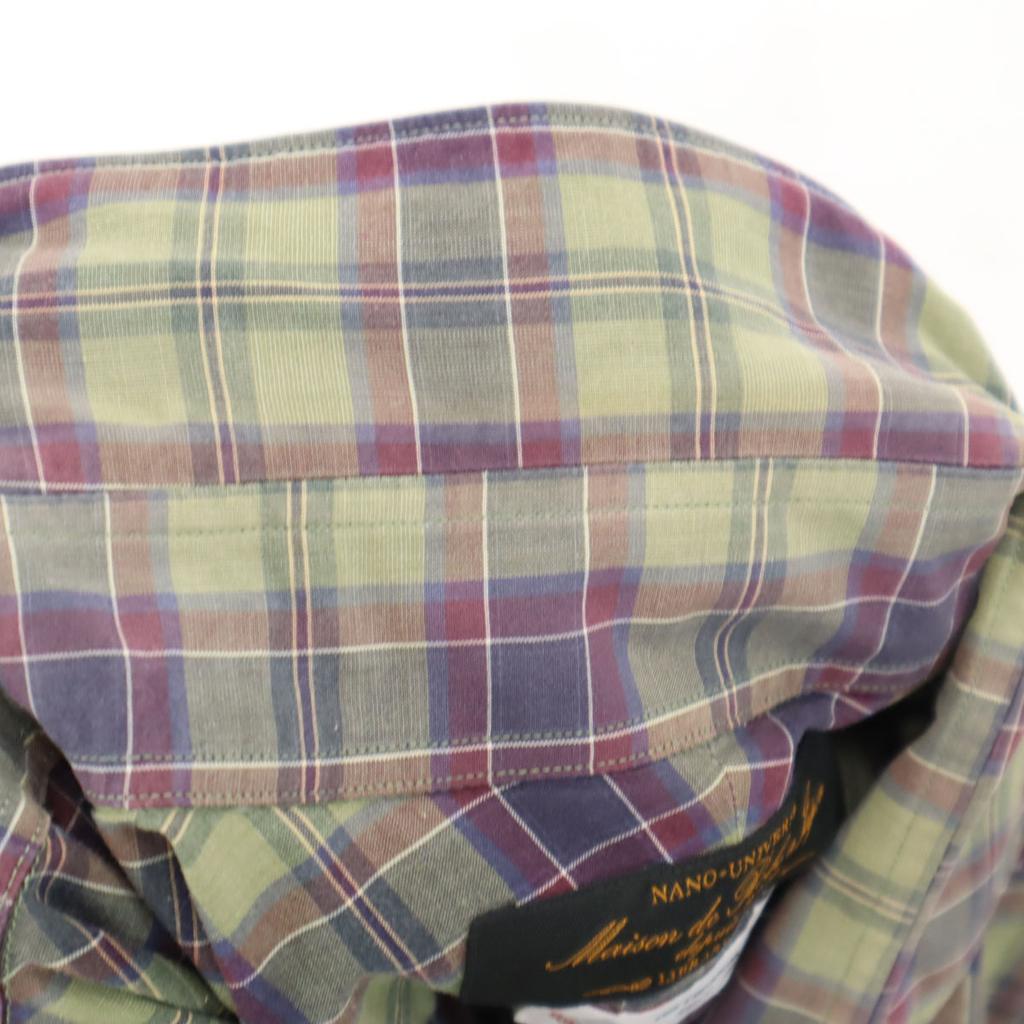 Nano Universe Made In Japan Check Pattern Long Sleeve Someros Co. Cotton Shirt Men's Used