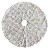 35 Inch Christmas Tree Skirt Gold Sequin Feather Snowflake Pattern White Faux Fur Tree Skirt Fluffy Plush Tree Base Mat for Holiday Home Decor