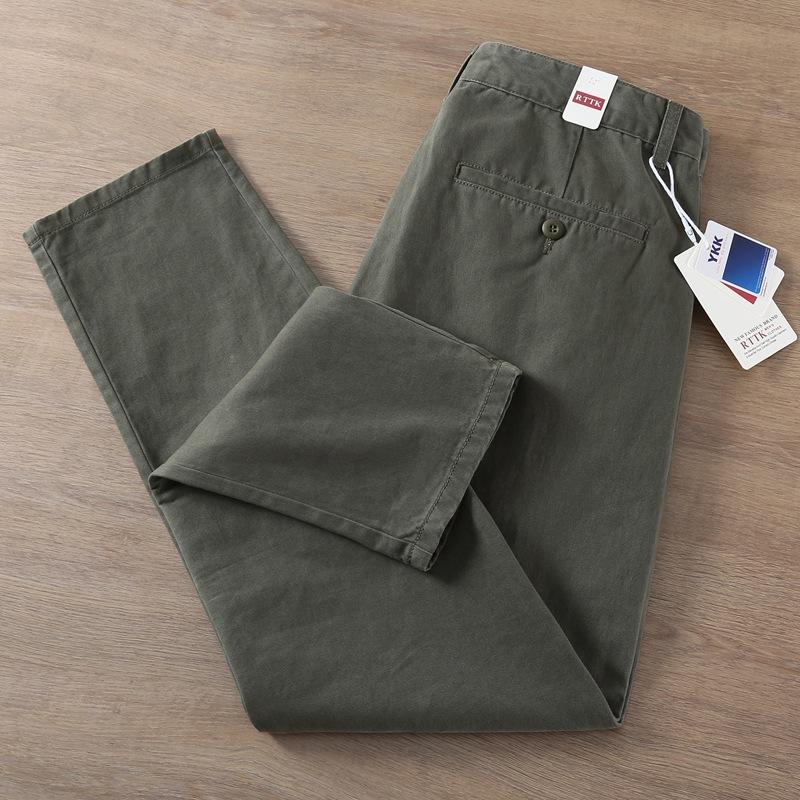 Men's Spring/Fall Japanese-Style Retro Loose-Fit Mid-Rise Straight-Leg Lightweight Work Pants