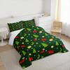 Christmas Tree Stocking Gift Bedding set (1 duvet cover, 2 pillowcases, duvet not included), Dark Green Flat Cartoon Art Print