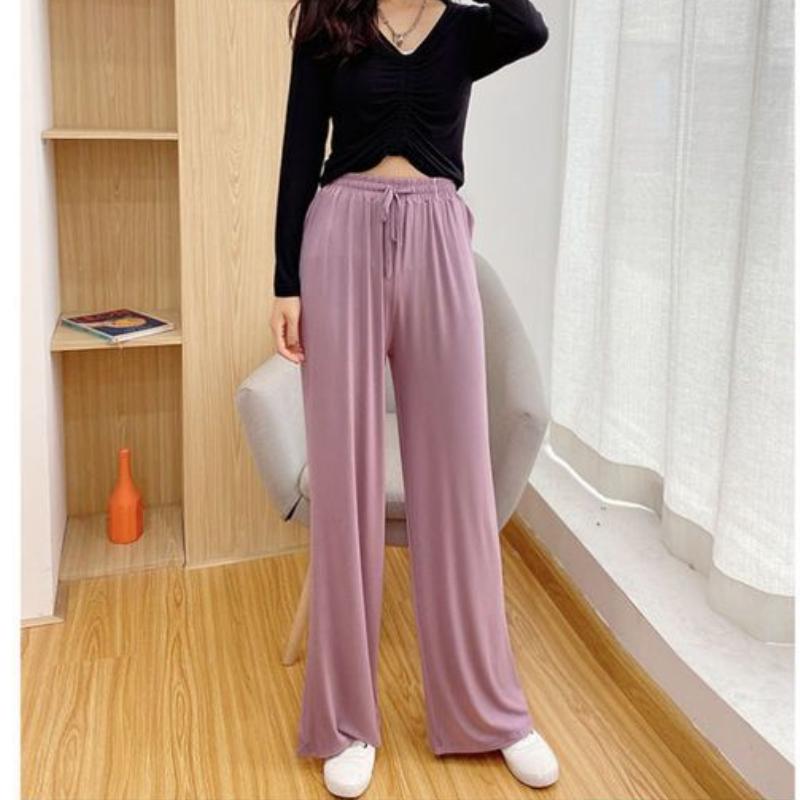 Women's Spring Summer and Autumn Loose Drape  Modal Wide-leg Pants  Casual Mopping Pants High-waist Straight-leg Pants Dance Practice Pants