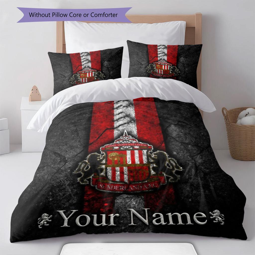 Sunderland A.F Custom Name Pattern Bedding,Quilt Set Quilt Cover Pillowcase Home Birthday Gift(1 * duvet cover + 2 * pillowcase, without core)