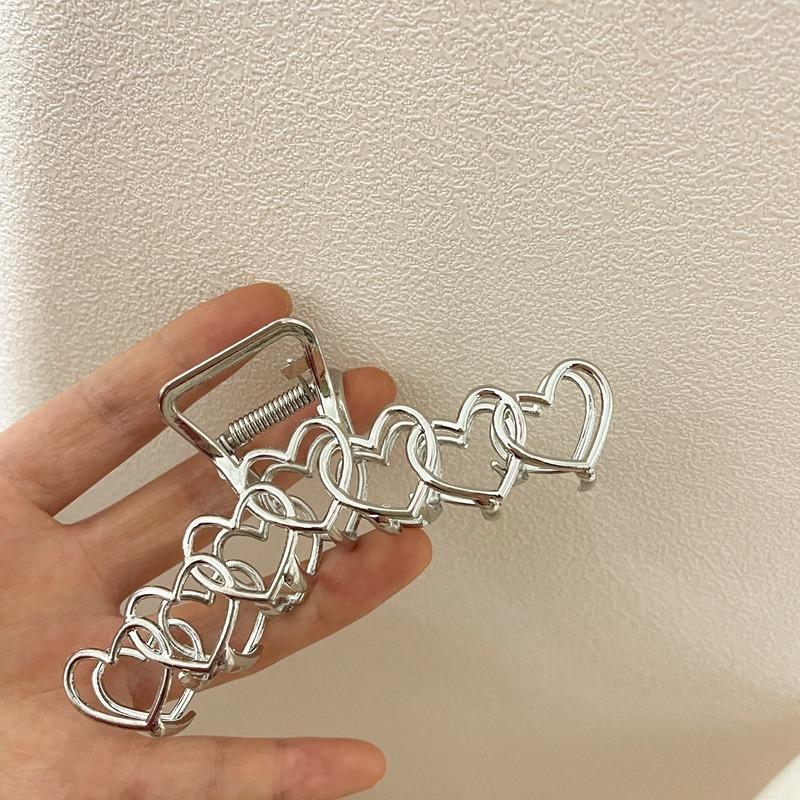 

1 шт. Серебристые металлические заколки-крабы для волос со звездами, цепочками и сердечками. Идеальны для Y2K-вайба, дерзких повседневных стилей и модных аксессуаров для волос.