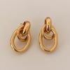 Real 925 Silver Geometric Round Oval 18K Stud Earrings for Women Trendy Fine Jewelry Personality Accessories