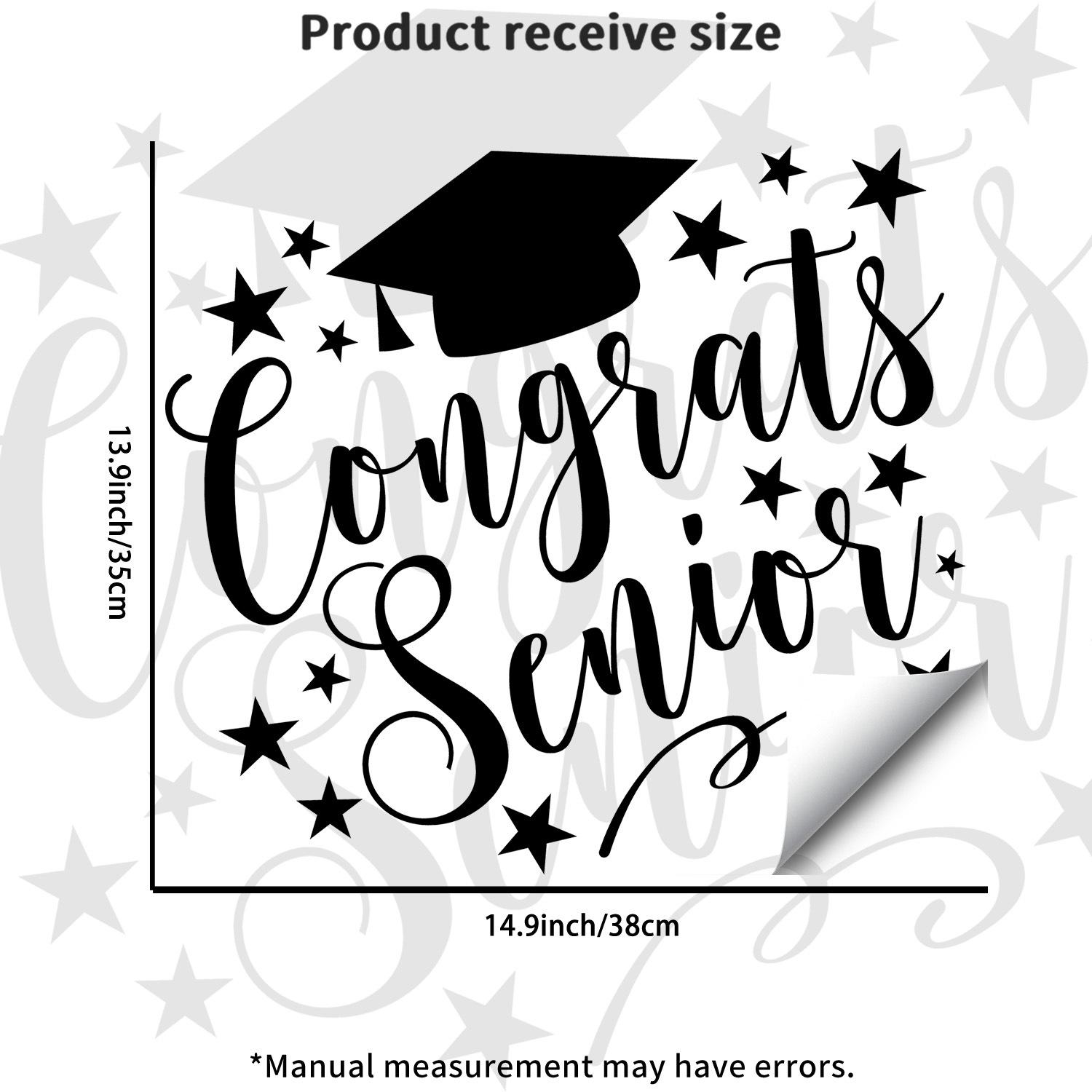 

Graduation Cap Stars Static Cling Wall Sticker for Living Room Bedroom Home Wall Decor 35x38cm чёрный