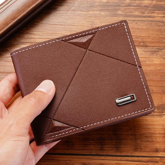 Men Wallet Faux Leather Geometric Pattern Thin Large Capacity Foldable Portable Multi Pockets Wear-resistant Solid Color Card Holder Changes