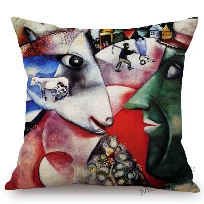 Modern Yağlıboya Sanat Gerçeküstücülük Kübizm Empresyonizm Marc Chagall Ünlü Sanat Yastık Kılıfı Doğum Günü Kemancı Minder Örtüsü