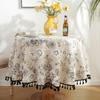 Vintage Round Tablecloth Floral Table Cloth Washable Dust-Proof Table Cover for Kitchen Dinning Party Picnic Tabletop Decoration