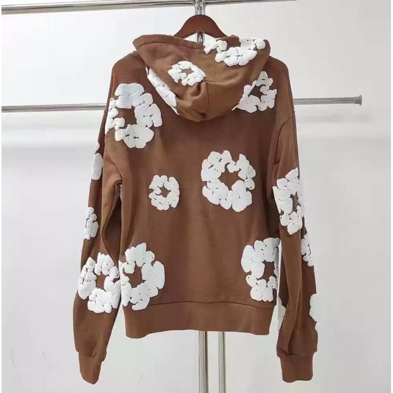 450G Heavyweight Foam Cotton Flower Hoodie - DENIM TEARS.