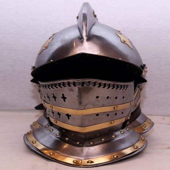 

Средневековый рыцарь 18 калибра стальной шлем воина Лерп акцентный шлем Burgonette коллекция