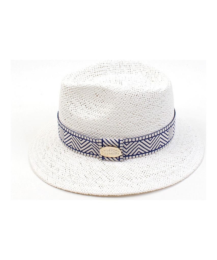 Yunibeosyeolkemiseuteuli Blue Mono Line Swing White Short Fedora Summer Fedora