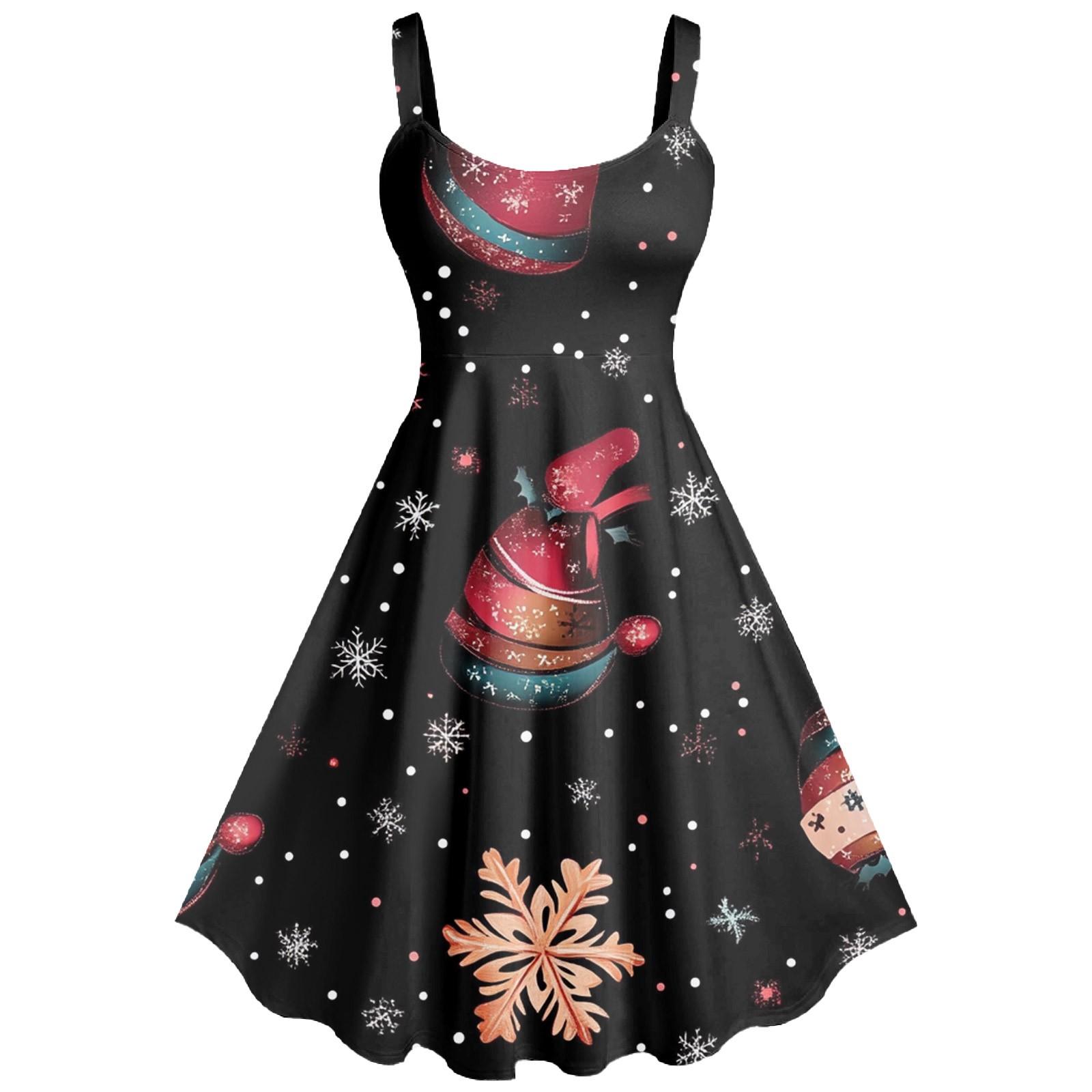 

Женское повседневное и модное платье с принтом, сексуальное, на подтяжках, ретро, большое платье-качели XXXL чёрный