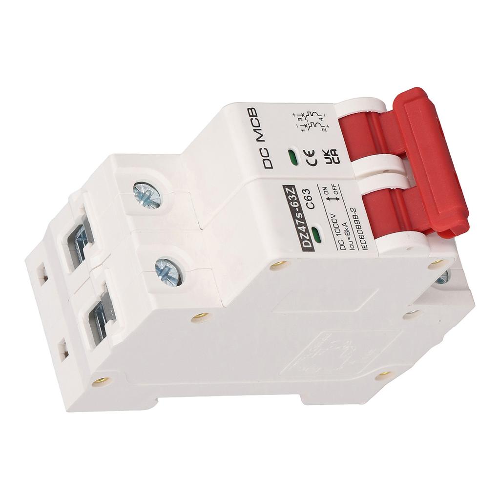DC Circuit Breaker 2P 63A 6KA Breaking Capacity DIN Rail Installation Miniature Circuit Breaker for Solar PV 1000V