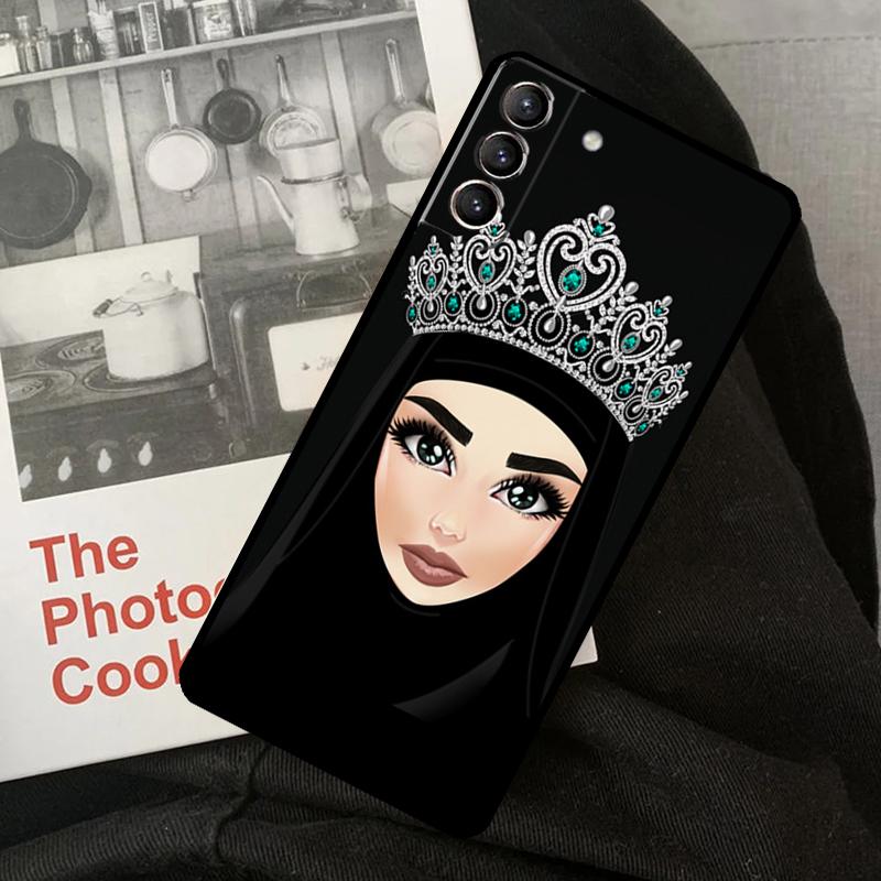 Muslim Islamic Girls Arabic Hijab Phone Case For Samsung Galaxy S23 S22 S24 Ultra S20 S21 S24 FE S9 S10 Plus Note 10 20 Ultra