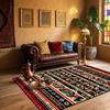 Bohemian Geometric Living Room Carpet Large Area Persian Decoration Lounge Rugs Bedroom Cloakroom Lint-free Washable Floor Mat
