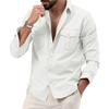 Men Shirt Lapel Long Sleeve Buttons Placket Shirt Tops with Pockets Pure Color Loose Fit Versatile Tops Daily Wear