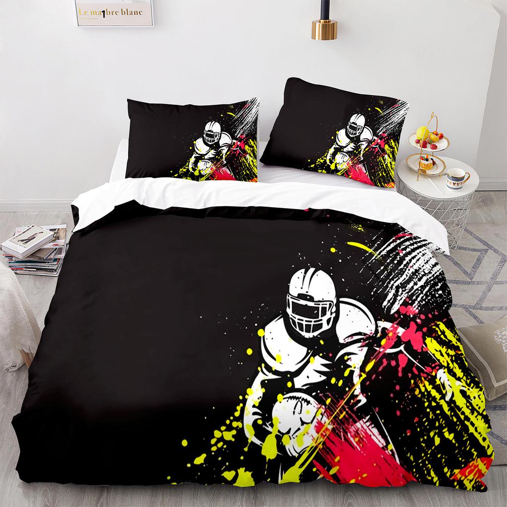 American Football Duvet Cover Set Queen/Full/King Size Skull Bedding Set 3pcs for Kids Boys Teens Sports Gaming Comforter Cover