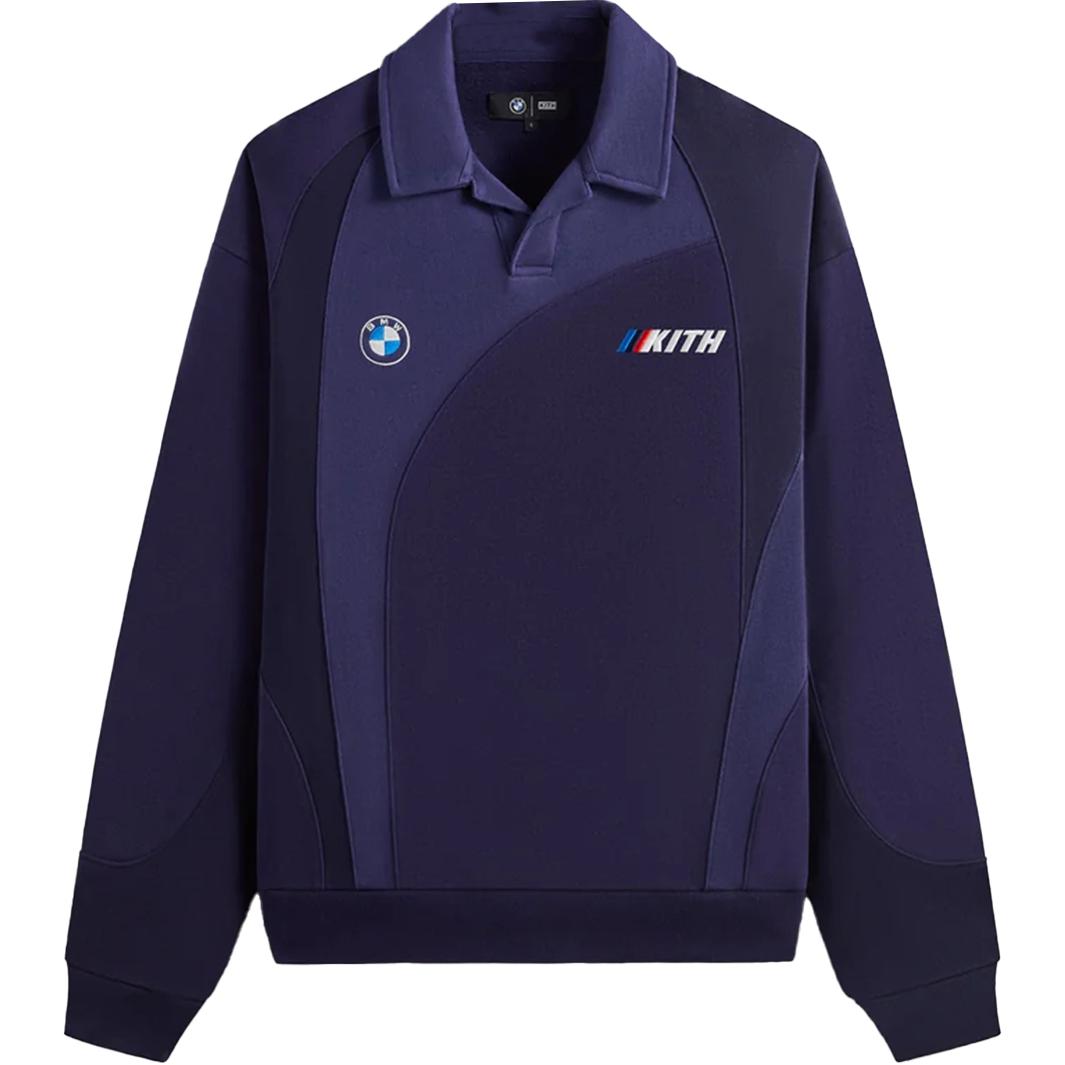 

Kith X BMW Color Block Fashion Simple Versatile College Style Pullover Sweatshirt Men sweatshirt Purple KHM032899-599 XL