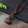 Hand-carved mahogany necklace retro femininity long autumn and winter sweater chain cotton and linen accessories