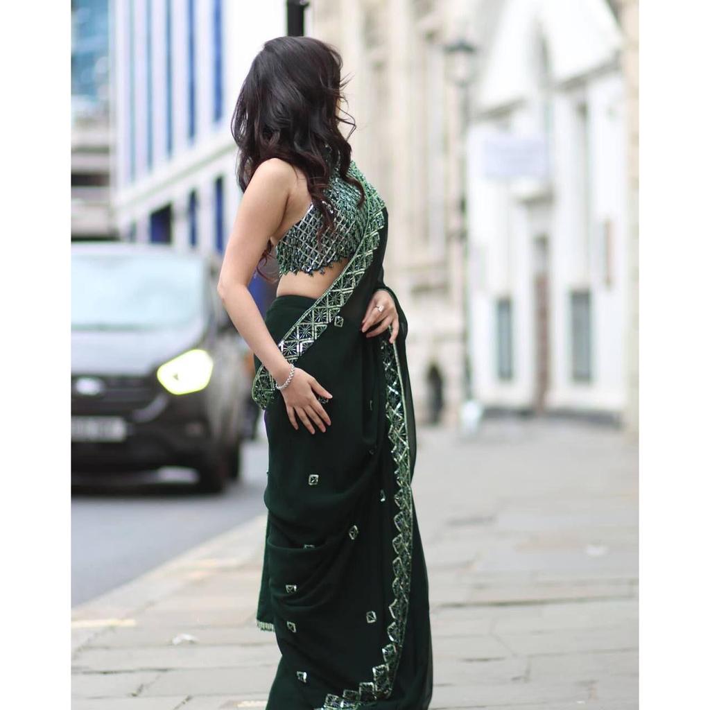 Soft Rangoli Silk  Beautiful Sequence Embroidery Work Saree