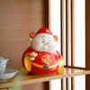 Ornement de Dieu chinois de la richesse en céramique de 6,6 pouces Décoration Fengshui de bureau de centre commercial Statue Boîte à argent Tirelire