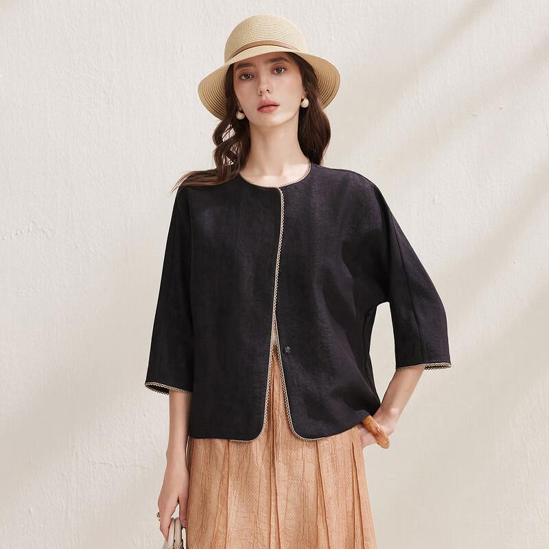 Zhaojun Xiangyunsha Silk New Chinese Style Seven-Point Sleeve Loose Top