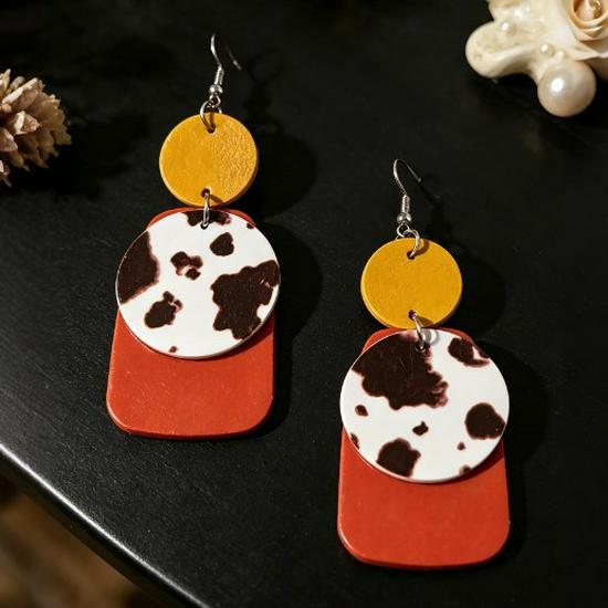Exaggerated Leopard Print Leather Earrings for Women - European & American Fashion