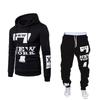 Men's Spring and Autumn Sports Two-piece Hooded Sweatshirt + Solid Color Pants Two-piece Set