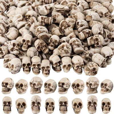 Mini Skull Figurine Miniature Skeleton Head Table Decor Micro Landscape Figure Halloween Prank Props Haunted Dollhouse Decor