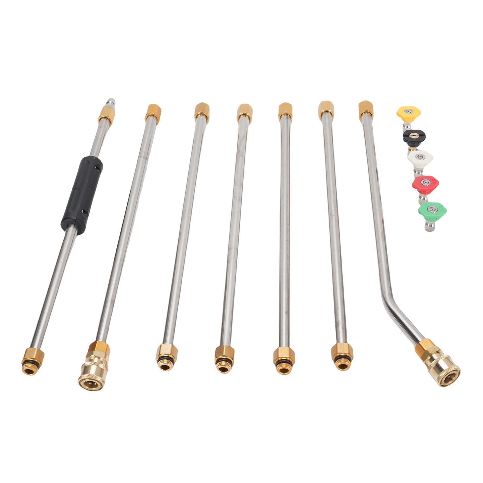 

7Pcs Pressure Washer Gun Extension Wand 5Pcs Quick Connect Nozzles Stainless Steel 1 4in Pressure Washer Accessories