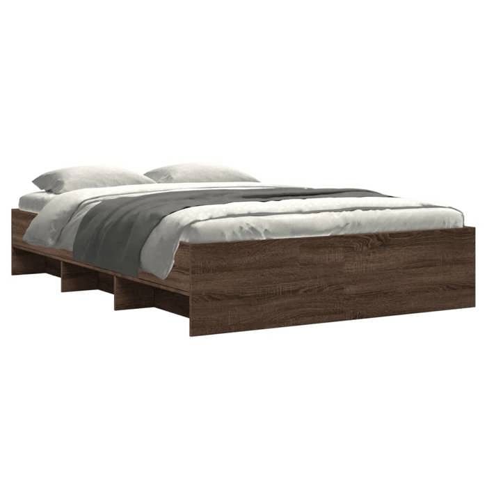 VidaXL Bed Frames Brown Oak 120x200 Cm Engineered Wood, Bedroom Furniture, Double Bed, Slatted Base, Bed, Frame 3295666