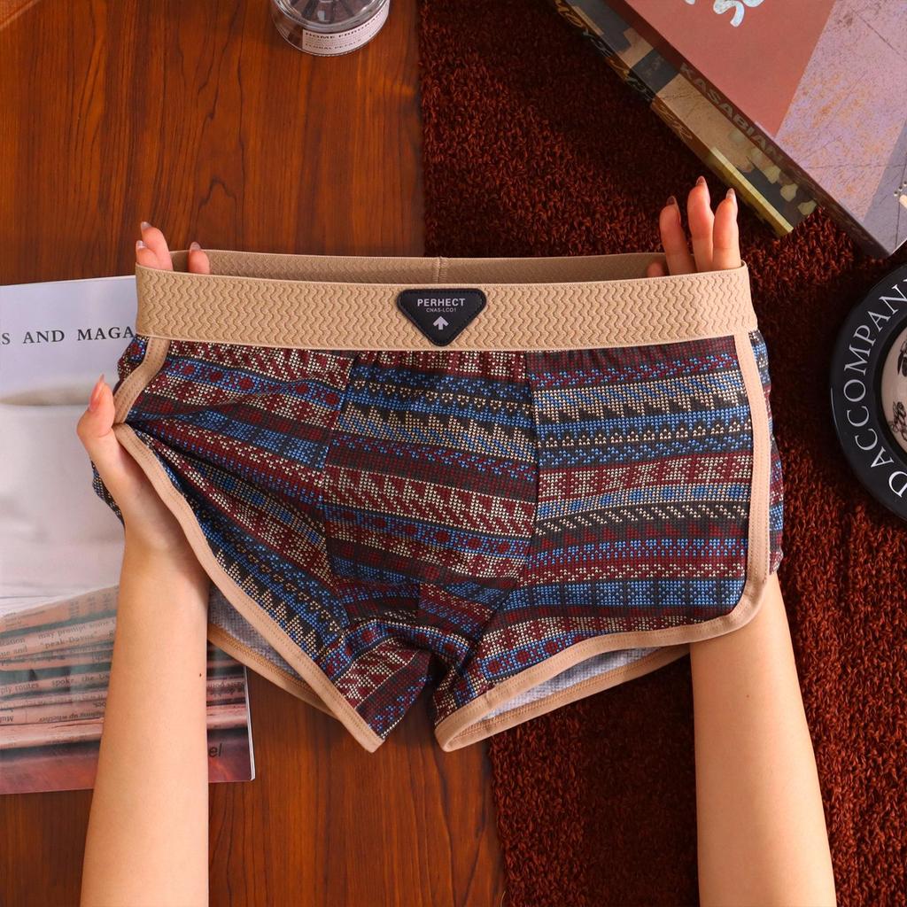 Ethnic Style Antibacterial Cotton Men's Boxer Briefs - New 2025 Design