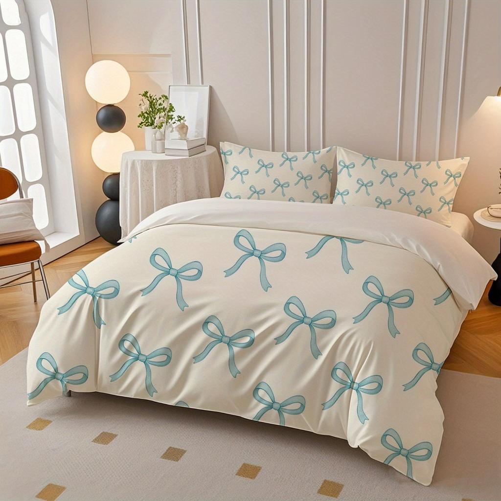 Schleife Bettbezug Set Bettdecke Bettwäsche 3D Kinderbettwäsche Set 3-teilig 1 Bettdeckenbezug King Size
