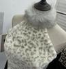 Leopard Print Fluffy Off-Shoulder Long Sleeve Halter Neck Women's Retro Short Top