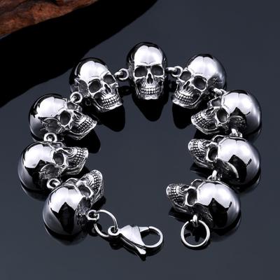 Iron Warrior Titanium Steel Bracelet Punk Style Domineering Men's Personalized Stainless Steel Skull Bracelet