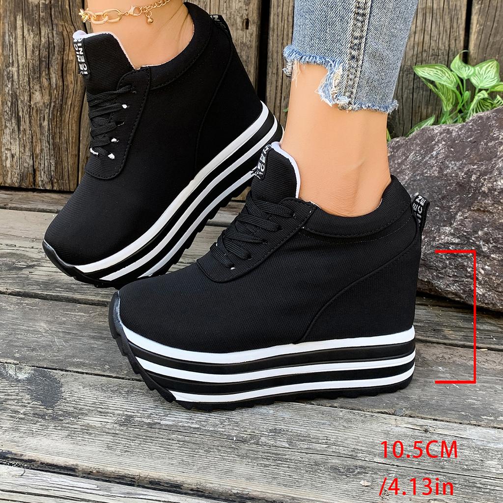 Luxury Women'S Shoes Super-High Heel Wedges Round Toe Platform Casual Sneakers Black Heels Elegant Woman New Collection On Offer