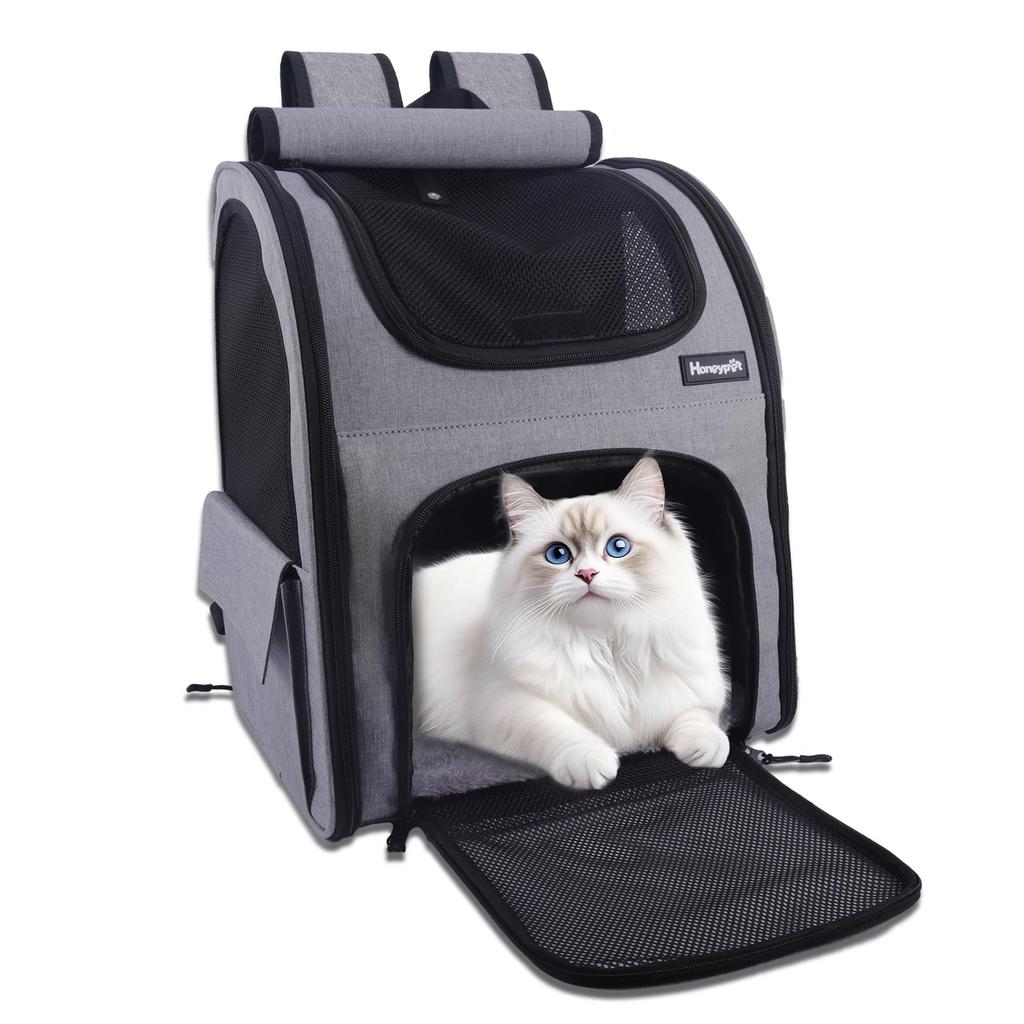 Honeypet Pet Carrier Backpack (Ventilated Mesh / Foldable / 8 Kg Capacity / Gray)