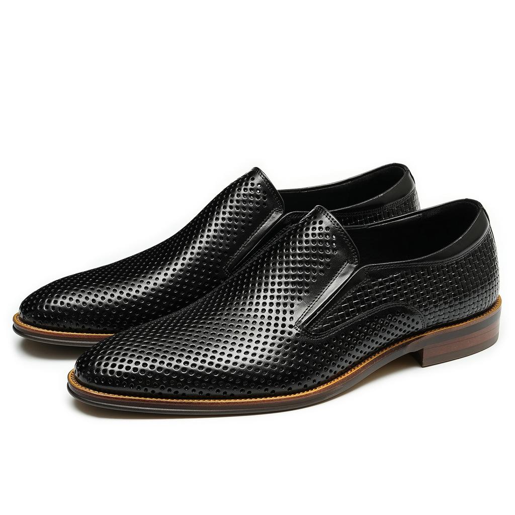 Men'S Leather Shoes Hollow Leather Men'S Shoes Summer One Pedal Business Casual Shoes Soft Sole Breathable Pointed British Dress Shoes
