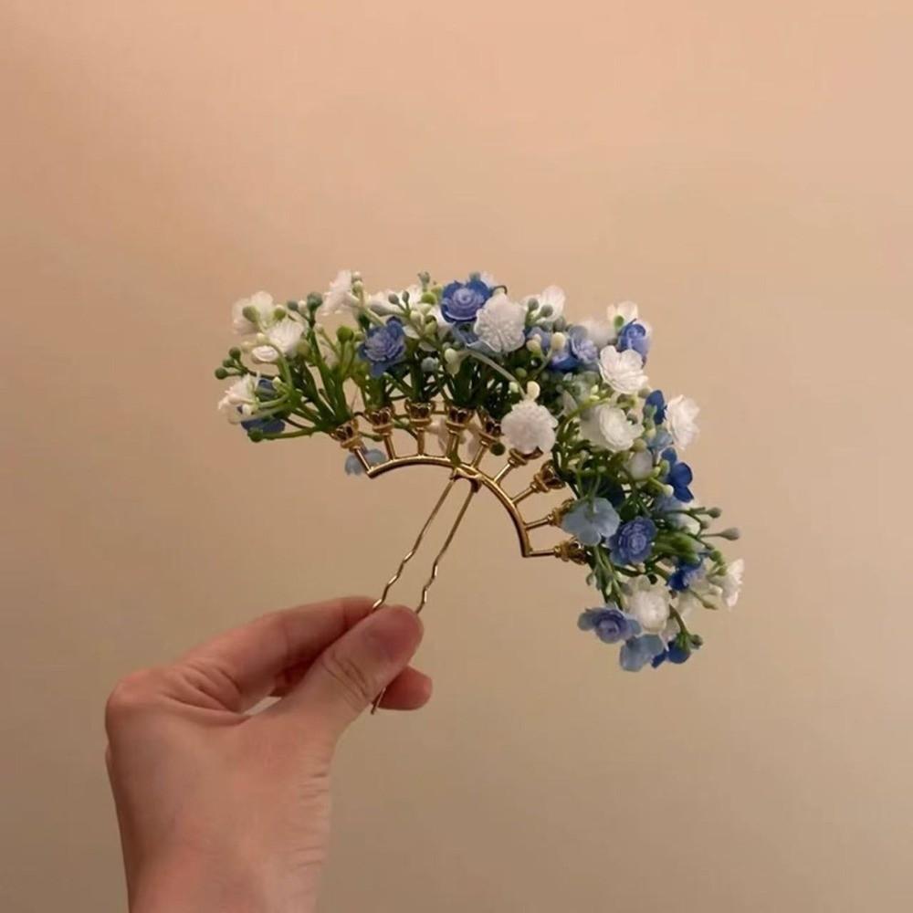 U-shaped Starry Sky Flower Hiar Stick Bohemian Bride Side Clip Headdress Thai Hairpin  Girls