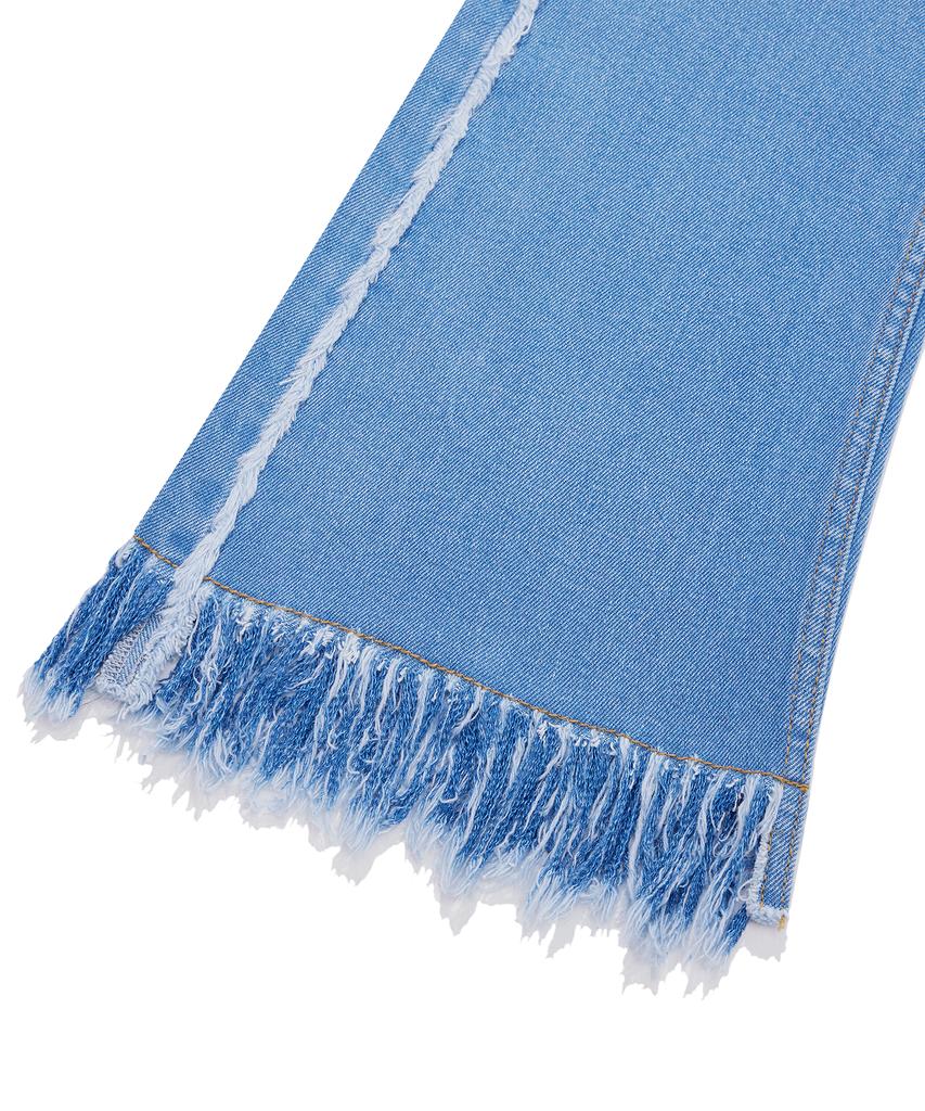 FALLETT Fringe Bootcut Denim Pants Blue