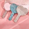 Glitter Rhinestone Makeup Mirror with Long Handle High Clarity Portable Women Vanity Mirror Round Love Heart Square Handheld Cosmetic Mirror