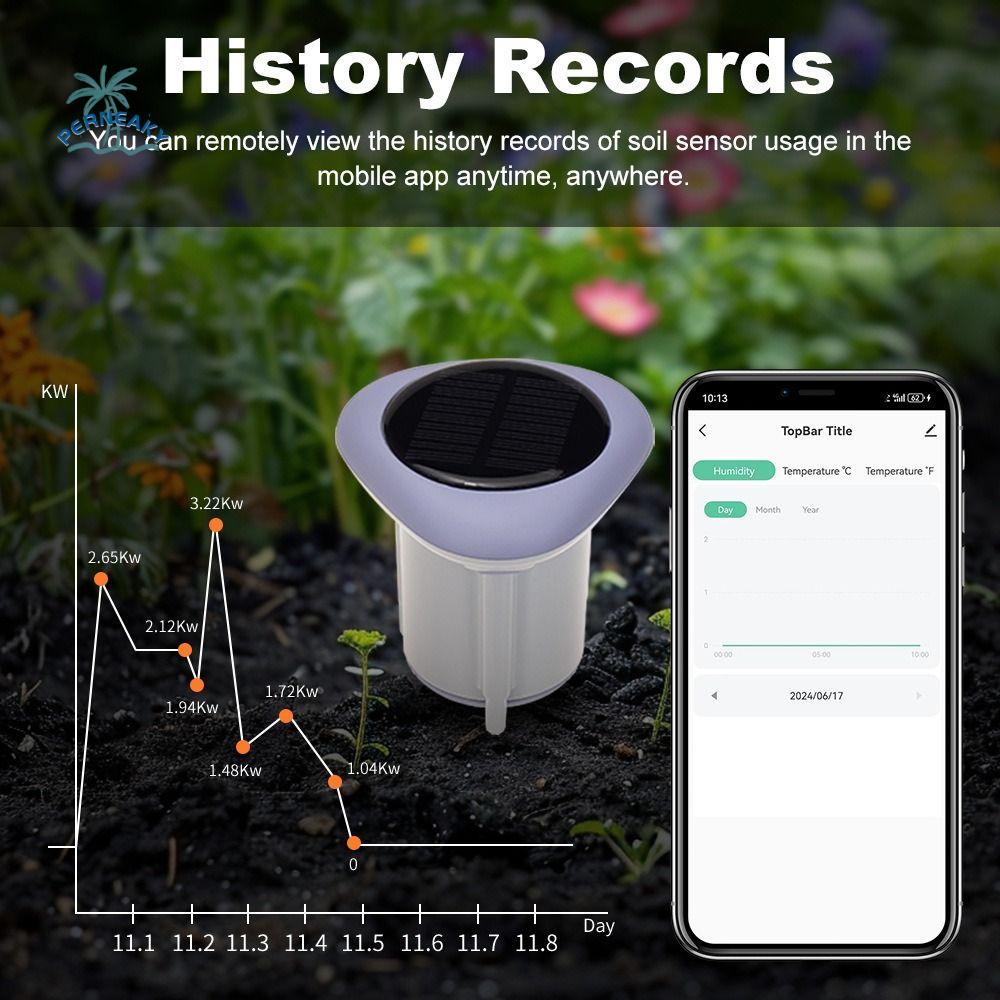 Solar Panel Solar Powered Soil Sensor Real-Time Monitoring Tuya Technology Soil Temperature Monitor Energy-Saving Power