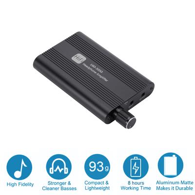 Portable Headphone Amplifier, Aluminum Alloy Hi Fi   Amp with 1500mAh Battery, 3.5mm   for Smartphone PC, 8H  , Christmas Gift for Musi