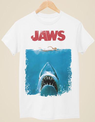 

Jaws Movie Poster Inspiration Neutral Black T-shirt Four Seasons Men and Women Pure Cotton Casual Fashion Streetwear 3XL
