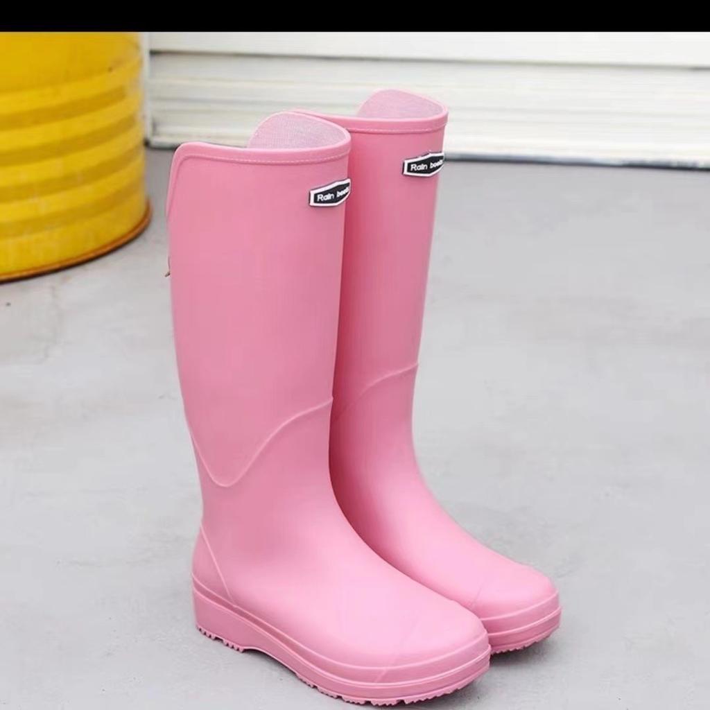 High tube rain shoes men's and women's non-slip waterproof shoes thick sole wear-resistant long tube water boots outdoor wading rubber shoes fashion