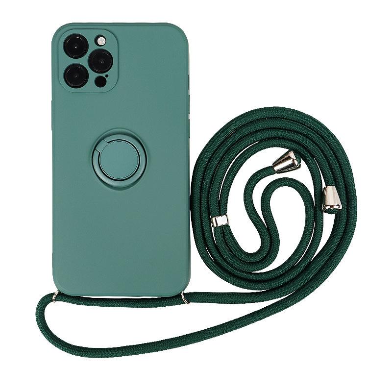 Liquid Frosted Magnetic Silicone Phone Case With Lanyard Crossbody Stand Protective Cover For Apple Iphone