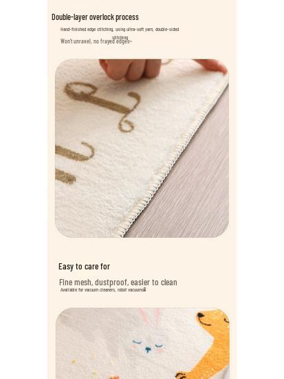 Dětský kreslený plyšový kobereček k posteli - Umělý kašmír, Roztomilá a zesílená podlahová rohož do dívčího pokoje.