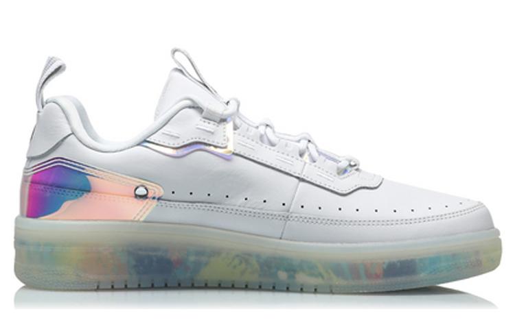 Li Ning CF Split Cow Leather, TPU Coverage Thermal Slip Resistant Low top Sports Casual Shoes Men's White Silver AGCP289-15